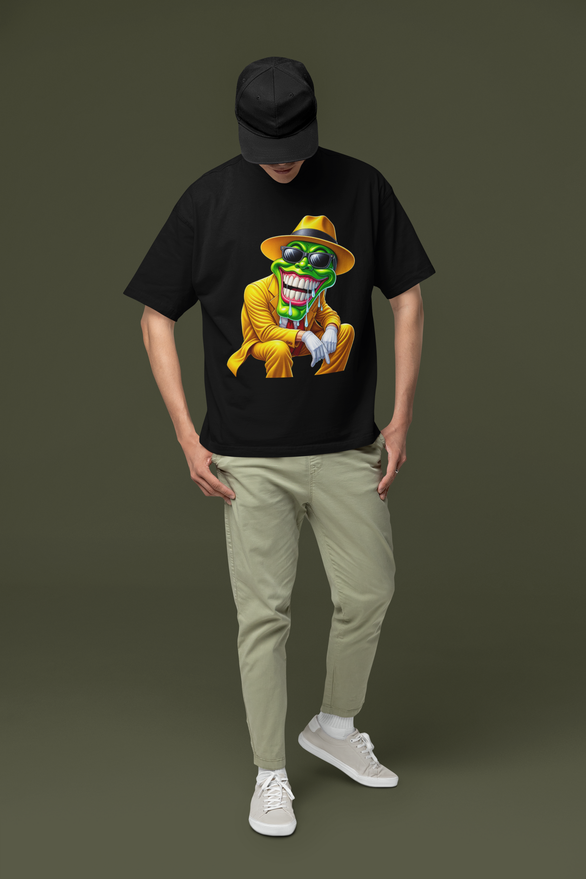 Мъжка тениска Oversize The Mask - Черна