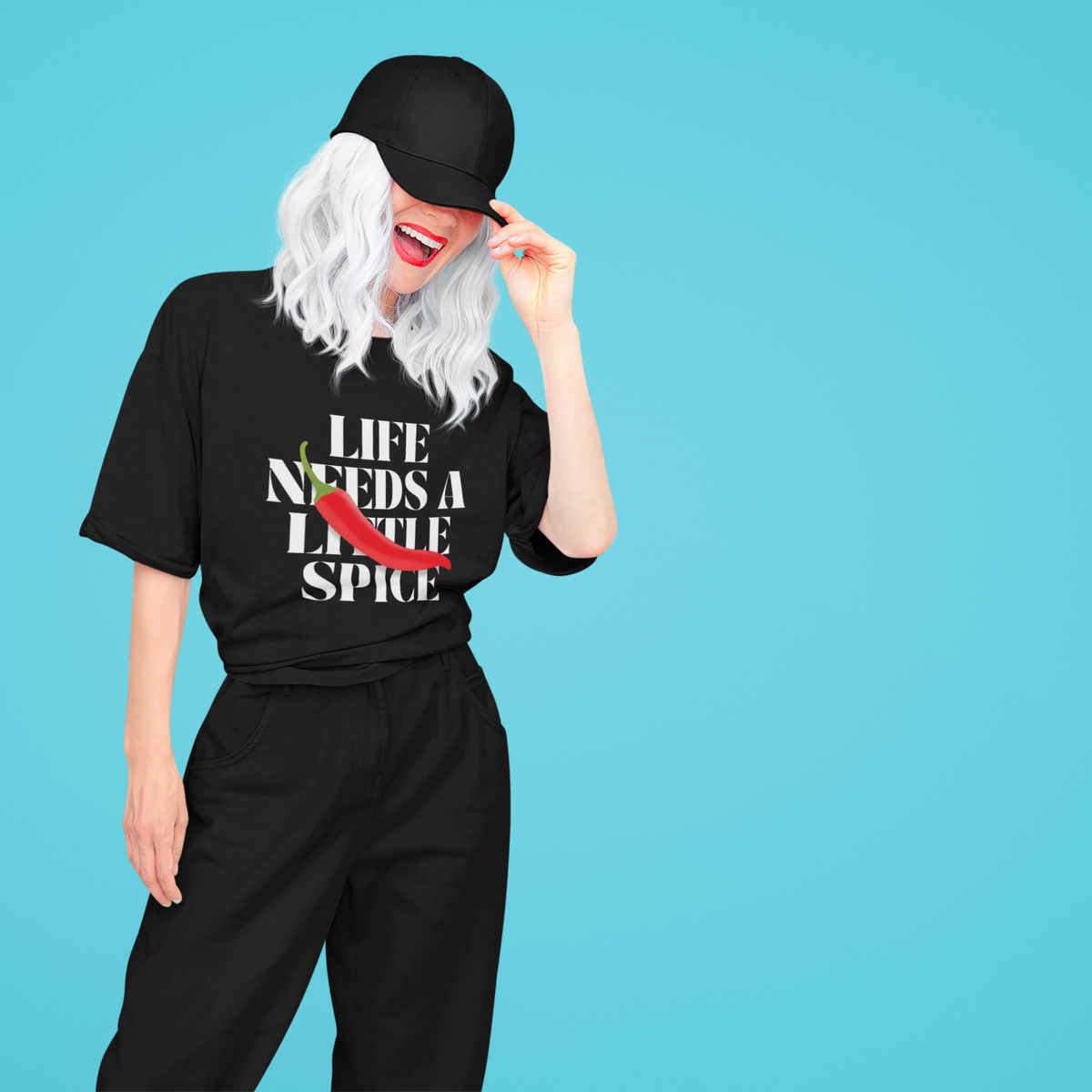 Дамска тениска Oversize Spicy - Черна