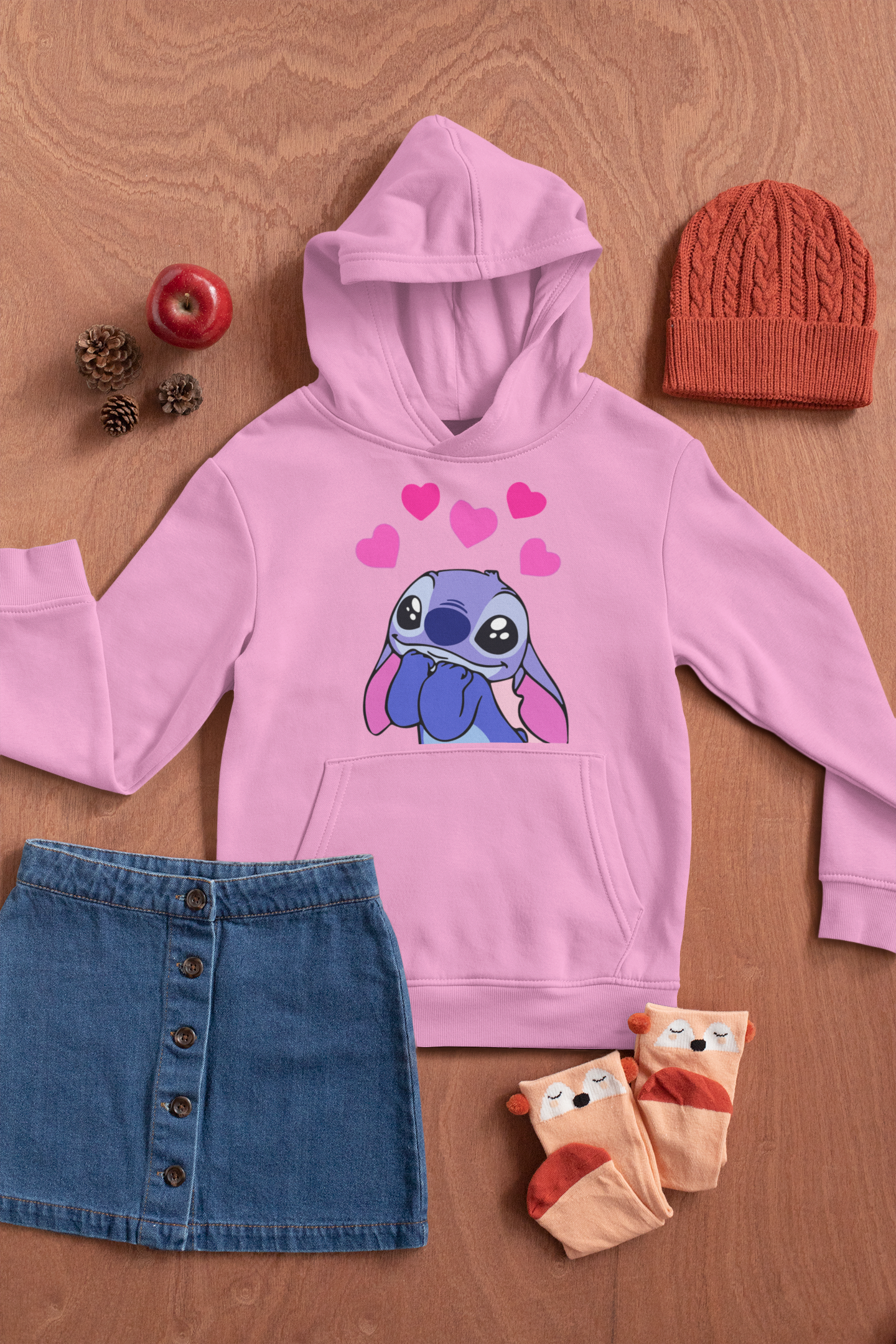 Детски Суичър Stitch Love - Розов