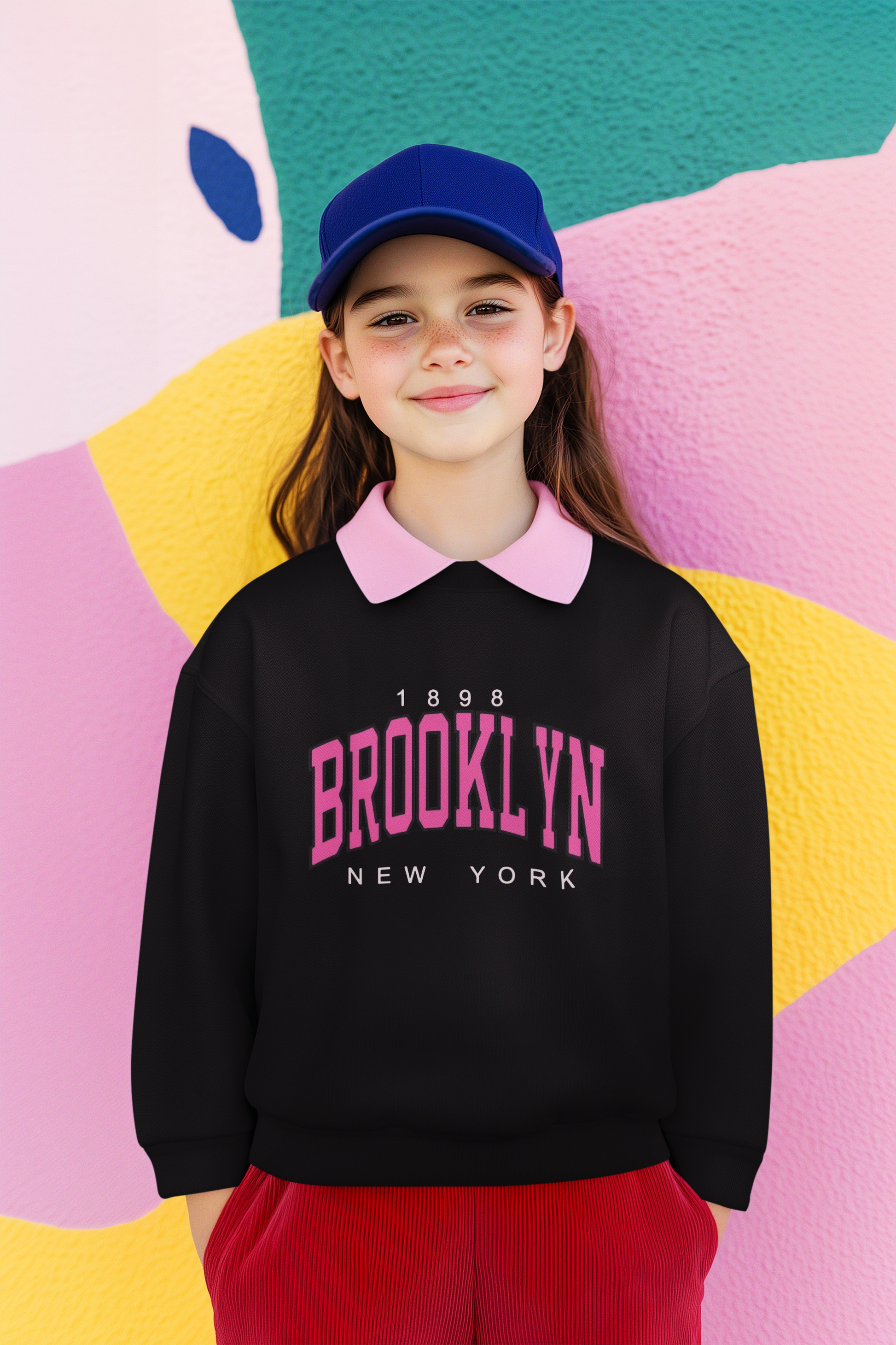 Ватирана детска блуза Brooklyn черна  | SatModa