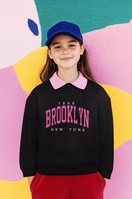 Ватирана детска блуза Brooklyn черна  | SatModa