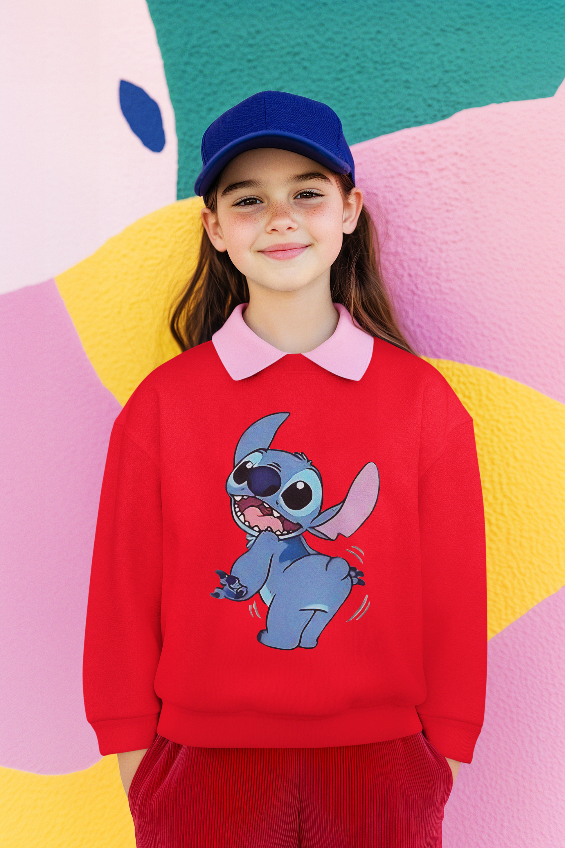 Ватирана детска блуза Happy Stitch червена | SatModa