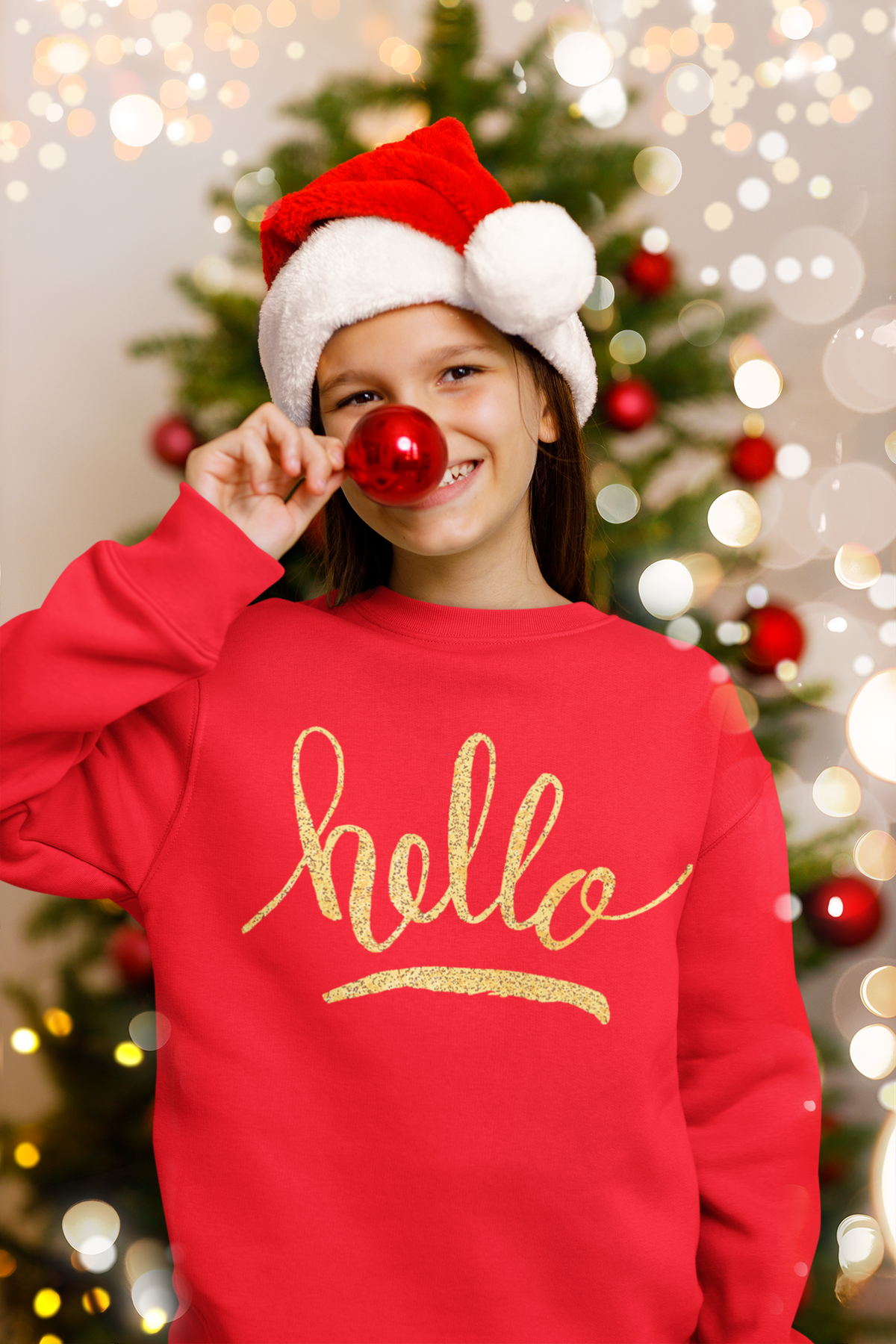 Ватирана детска блуза Hello — червена, 100% памук | SatModa