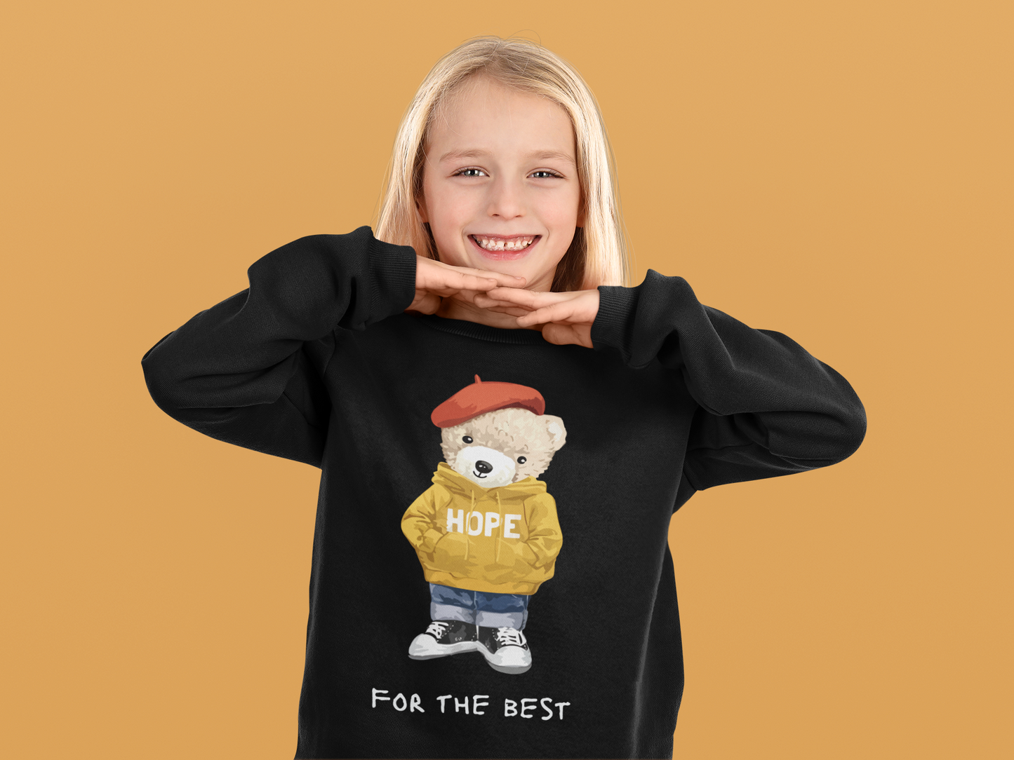 Ватирана Детска Блуза Hope for best - Черна