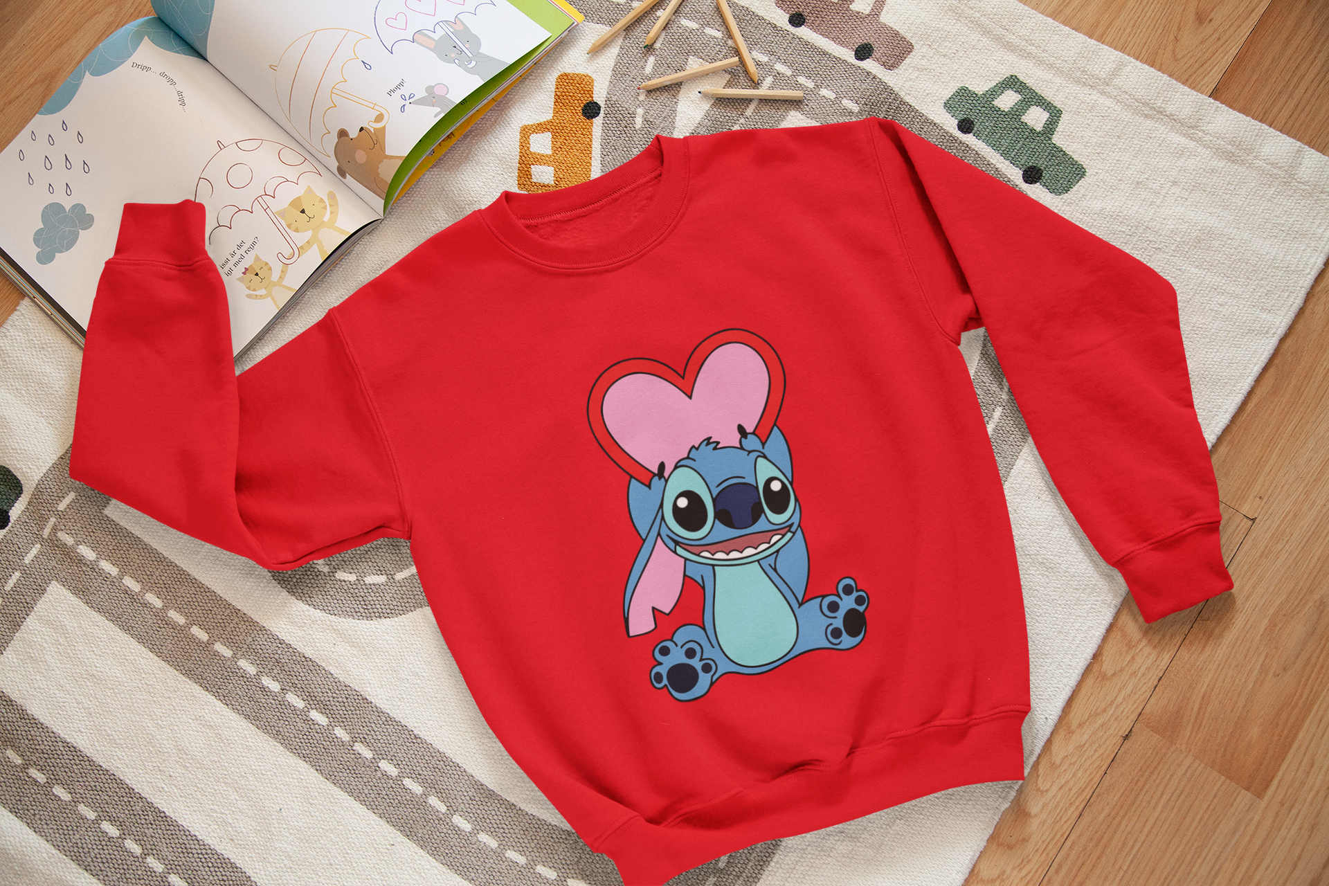 Ватирана детска блуза Stitch Lover червена | SatModa