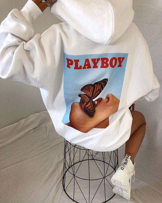 Дамски суичър Playboy  https://satmoda.com/products/дамски-суичър-playboy-back  Ефектен дамски суичър с качулка с връзкиМатерията на блузата е изключително мека и приятна. Осигурява максимален комфорт и топлина през зимните дни100% Памук