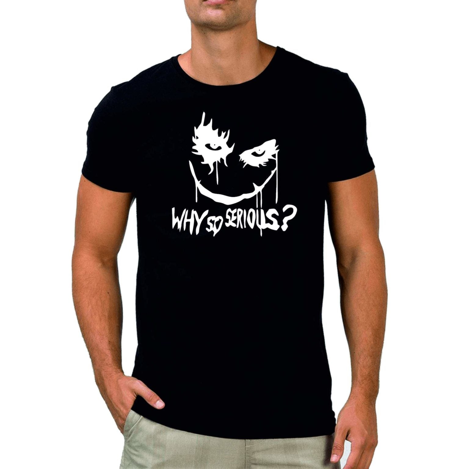 Мъжка Тениска Why so serious ?  https://satmoda.com/products/мъжка-тениска-why-so-serious  Мъжка тениска с обло деколте и свободна кройка.Тениската е изработена от100% памук