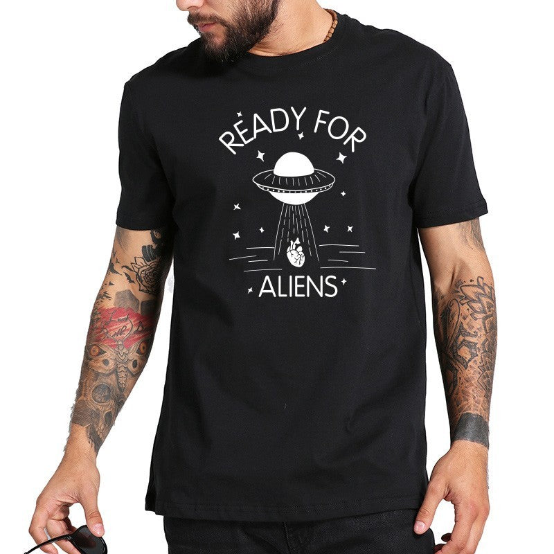 Мъжка Тениска Ready for aliens  https://satmoda.com/products/мъжка-тениска-ready-for-aliens  Мъжка тениска с обло деколте и свободна кройка.Тениската е изработена от100% памук