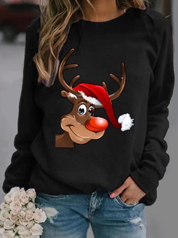 Дамска блуза Happy Deer — черно, 100% памук, свободна кройка | SatModa