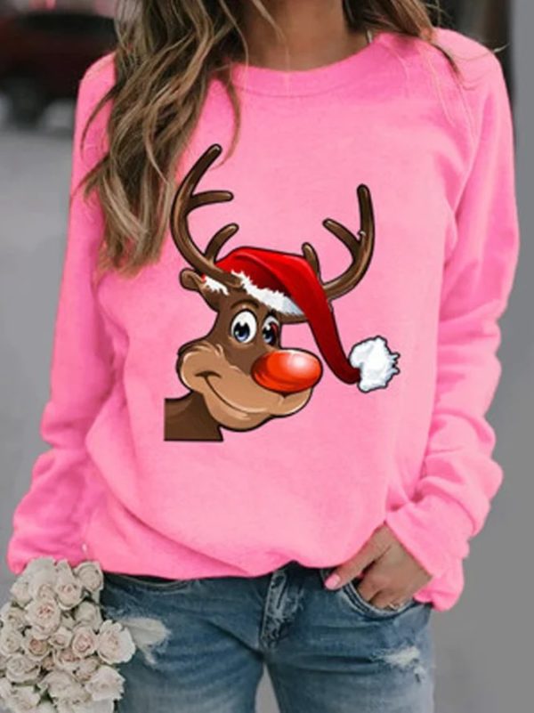 Дамска блуза Happy Deer — розово, 100% памук, свободна кройка | SatModa