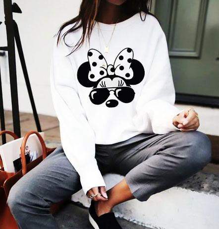 Дамска блуза Minnie ribbon — бяло, 100% памук, свободна кройка | SatModa