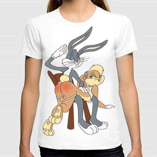 Дамска тениска Bunny and Lola бяла — DTG печат | SatModa