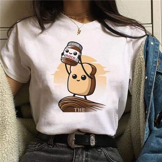 Дамска тениска Choco бяла — свободна кройка | SatModa