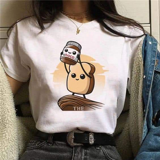 Дамска тениска Choco бяла — свободна кройка | SatModa