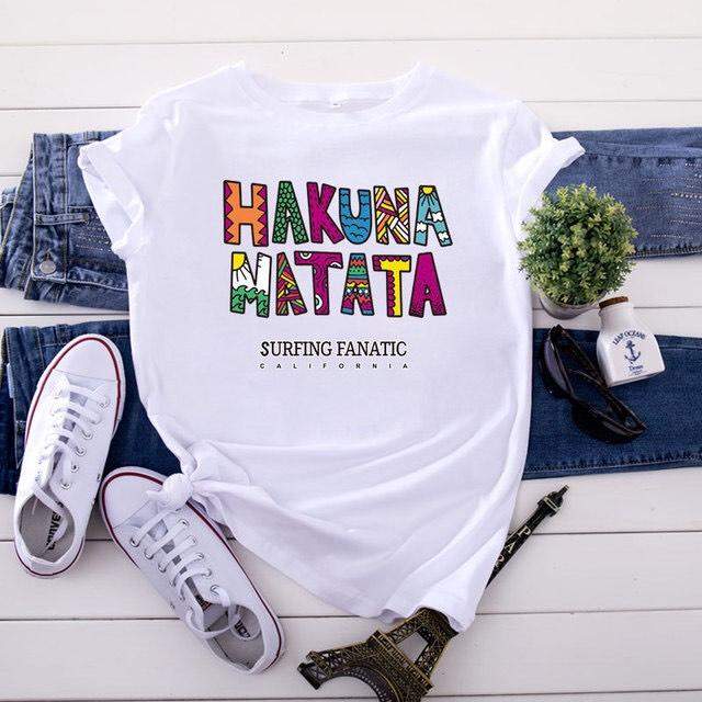 Дамска тениска Color matata бяла — DTG печат | SatModa