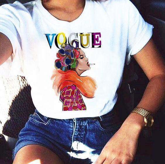 Дамска тениска Colorful Vogue бяла — DTG печат | SatModa