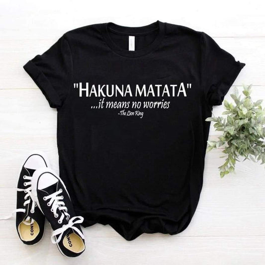 Дамска тениска Matata means черна — свободна кройка | SatModa
