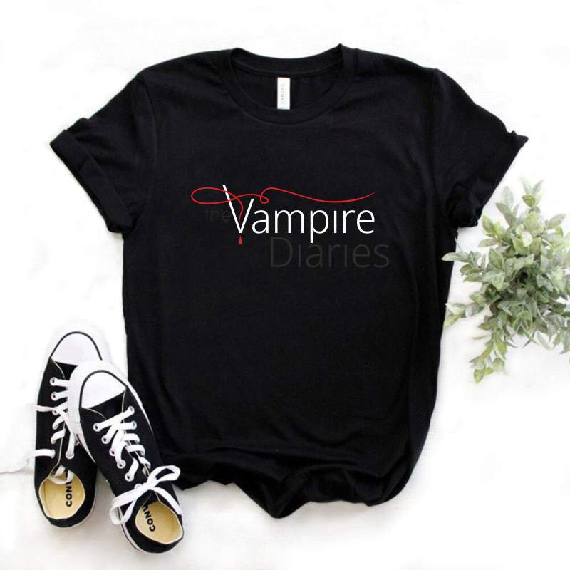 Дамска тениска Vampire Diaries черна — свободна кройка | SatModa