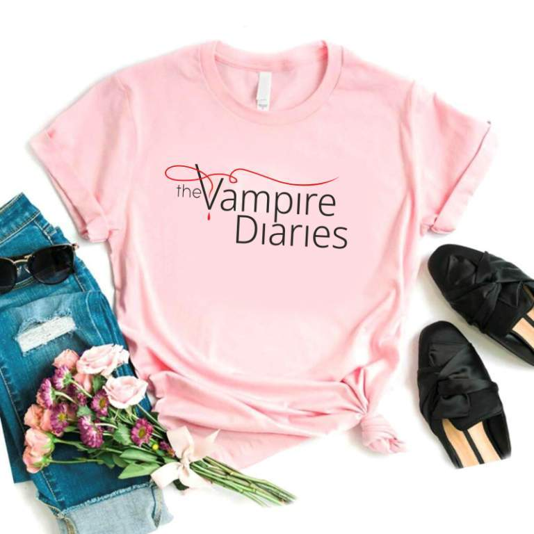 Дамска тениска Vampire Diaries розова — свободна кройка | SatModa
