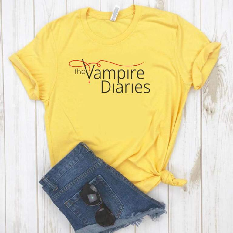 Дамска тениска Vampire Diaries жълта — свободна кройка | SatModa