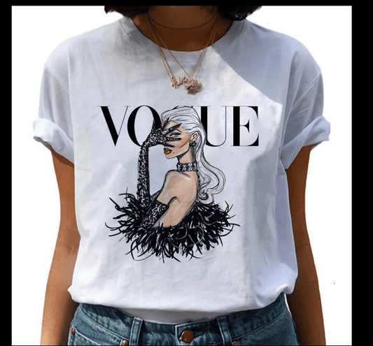 Дамска тениска Vogue бяла — DTG печат | SatModa