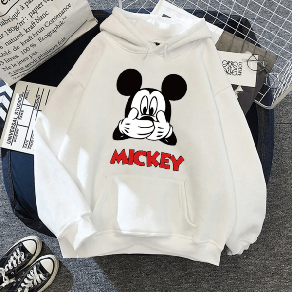 Дамски суичър Mickey — бяло, 100% памук, качулка | SatModa
