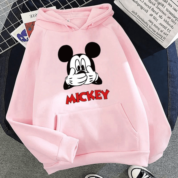 Дамски суичър Mickey — розово, 100% памук, качулка | SatModa
