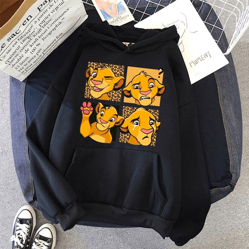 Дамски суичър Simba frame — черно, 100% памук, качулка | SatModa

