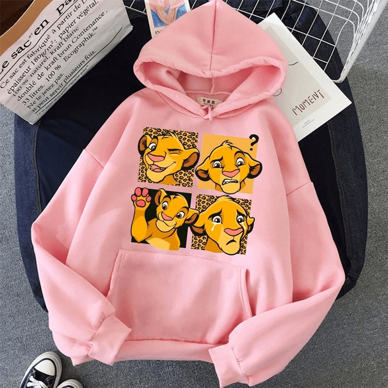 Дамски суичър Simba frame — розово, 100% памук, качулка | SatModa
